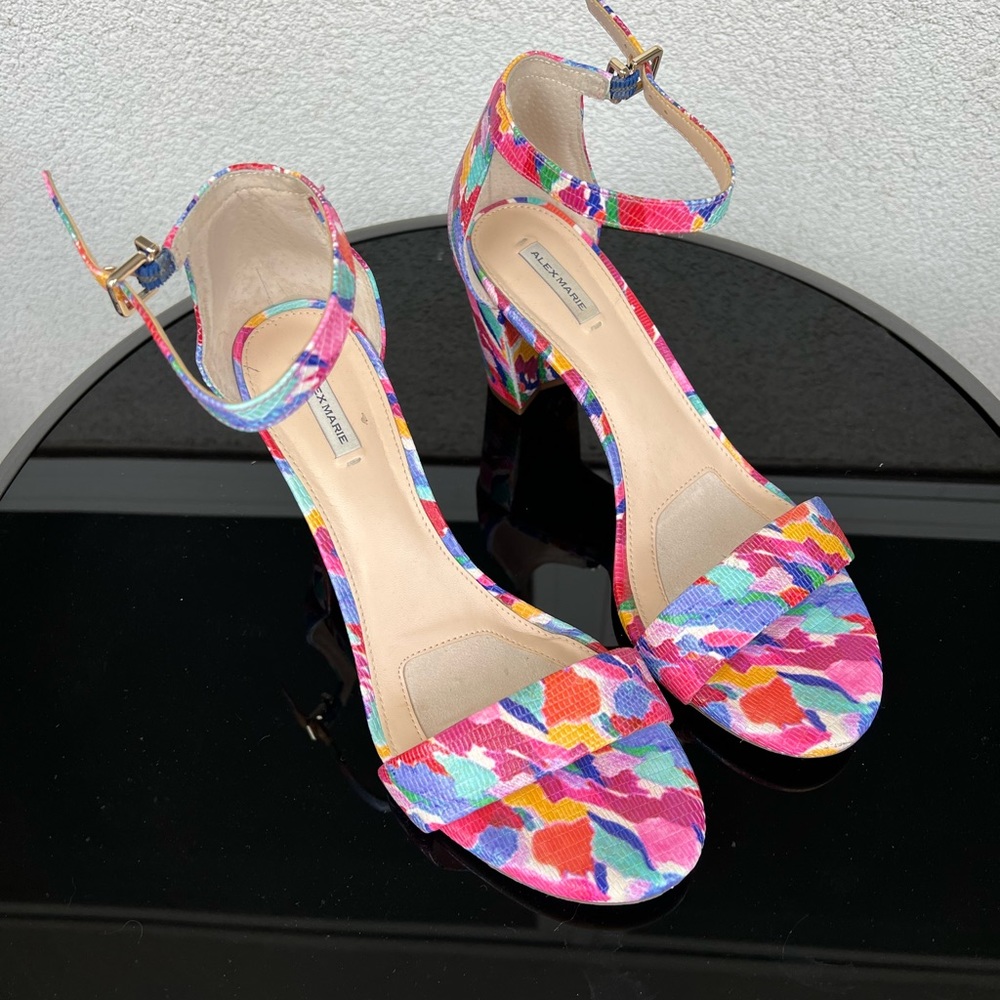 Alex Marie Halmar Multi Ankle Strap Leather Block Heel Sandals